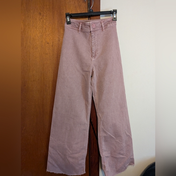 Zara High Rise Marine Straight Jeans Blush Pink - Picture 1 of 3